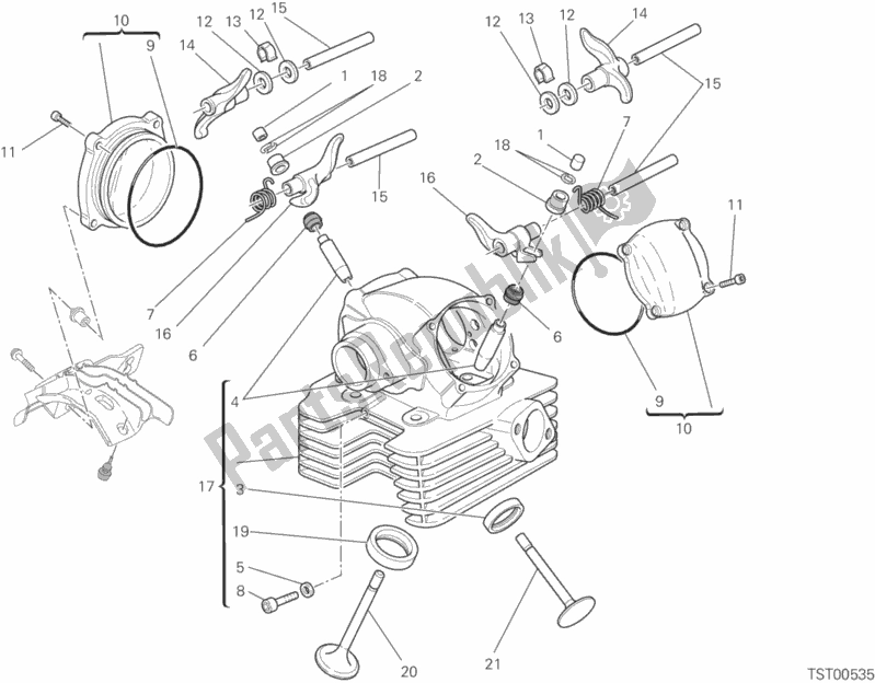 Alle onderdelen voor de Verticale Cilinderkop van de Ducati Monster 796 ABS Thai Special Thailand 2015